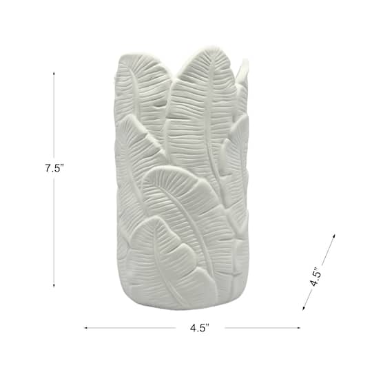 7.5" Tall Embossed Leaf DIY Ceramic Vase by Make Market®